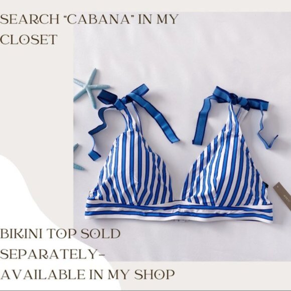 J. Crew | Surf Hipster Bikini Bottom Cabana Stripe Blue White Side Tie Plus 3X - Picture 8 of 12